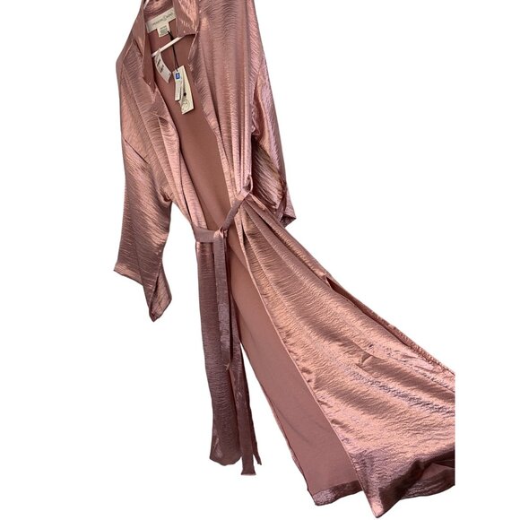 Treasure & Bond Satin Duster OS Kimono Jacket Robe Swim Cover NWT Slits 6899 - Picture 8 of 11